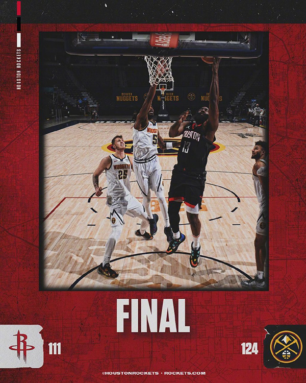 <a href=/lanqiuxilie/rockets/ target=_blank class=infotextkey>火箭</a>111-124不敌<a href=/lanqiuxilie/nuggets/ target=_blank class=infotextkey>掘金</a>