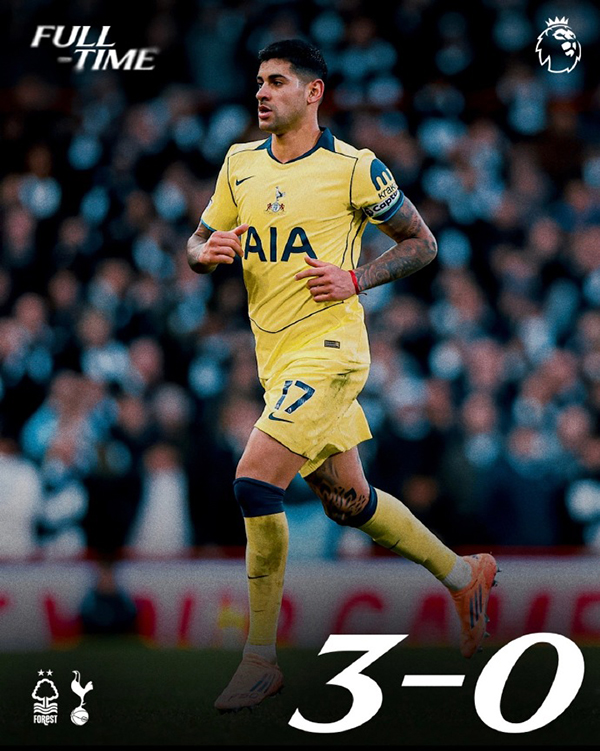 英超-热刺0-3不敌诺丁汉森林 奥多伊2射1传+世界波格雷送礼